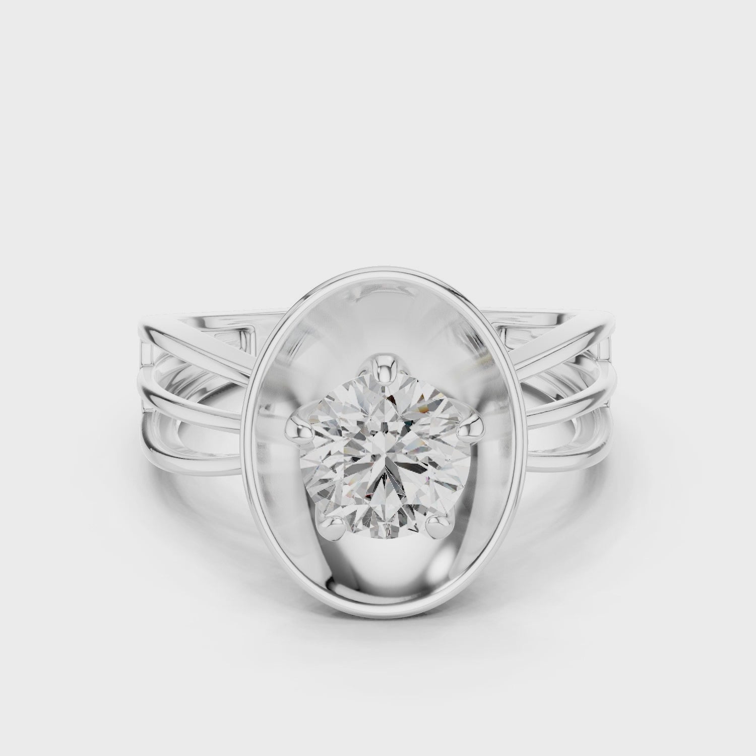 Contemporary Oval Frame Diamond Ring – Sleek Gold Design