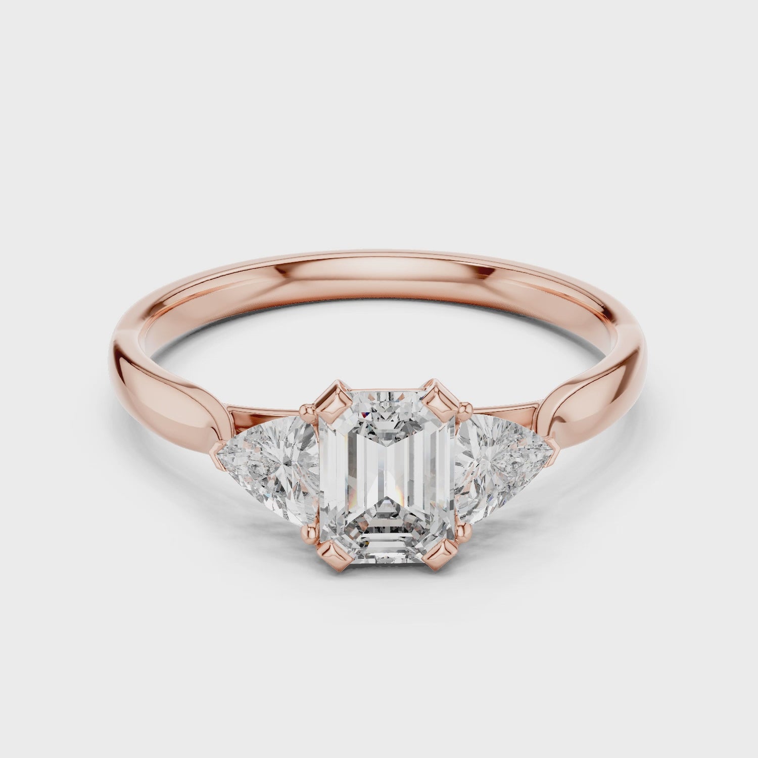 Triple Diamond Wedding Engagement Ring for Womens