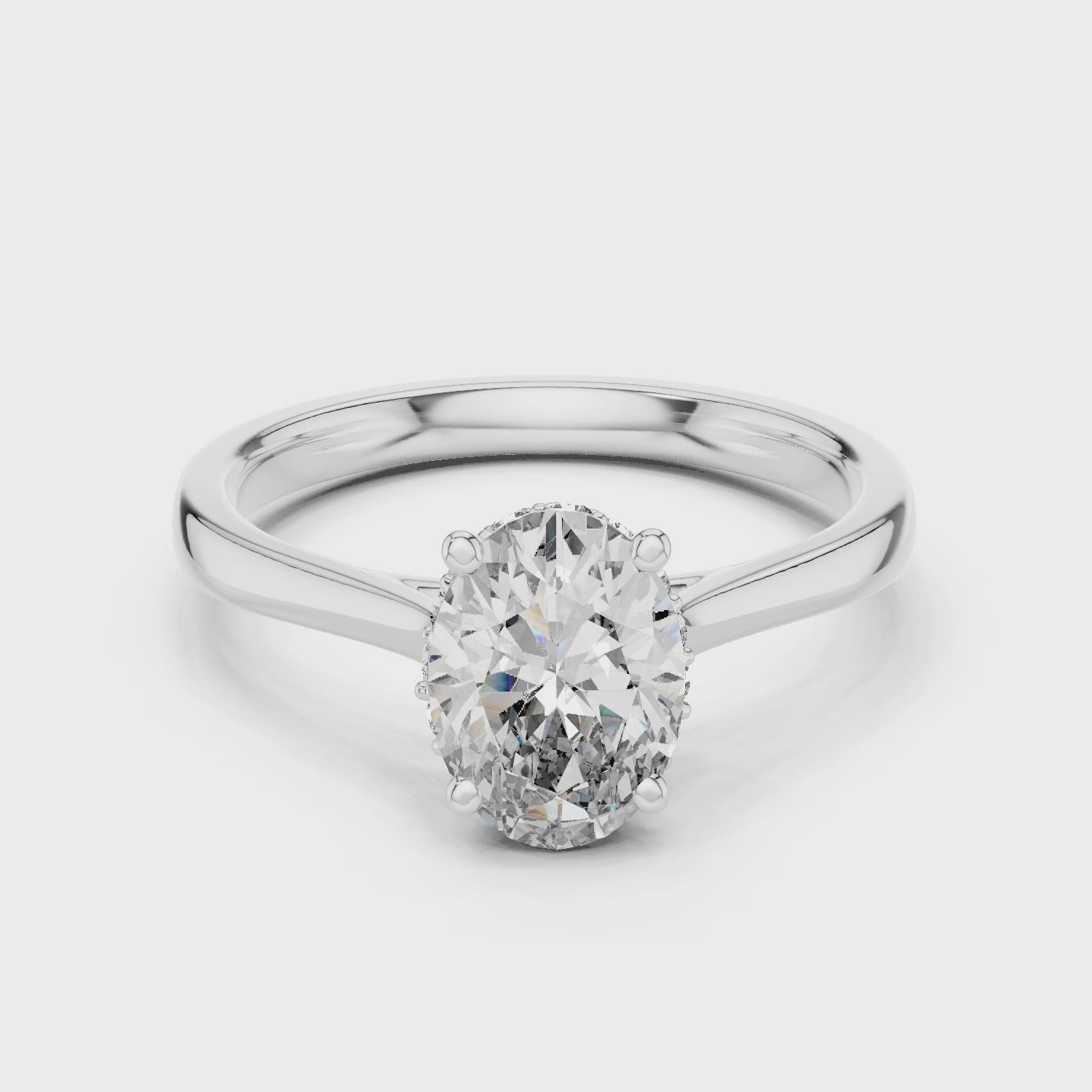 Modern Oval Diamond Engagement Ring with Hidden Sparkle