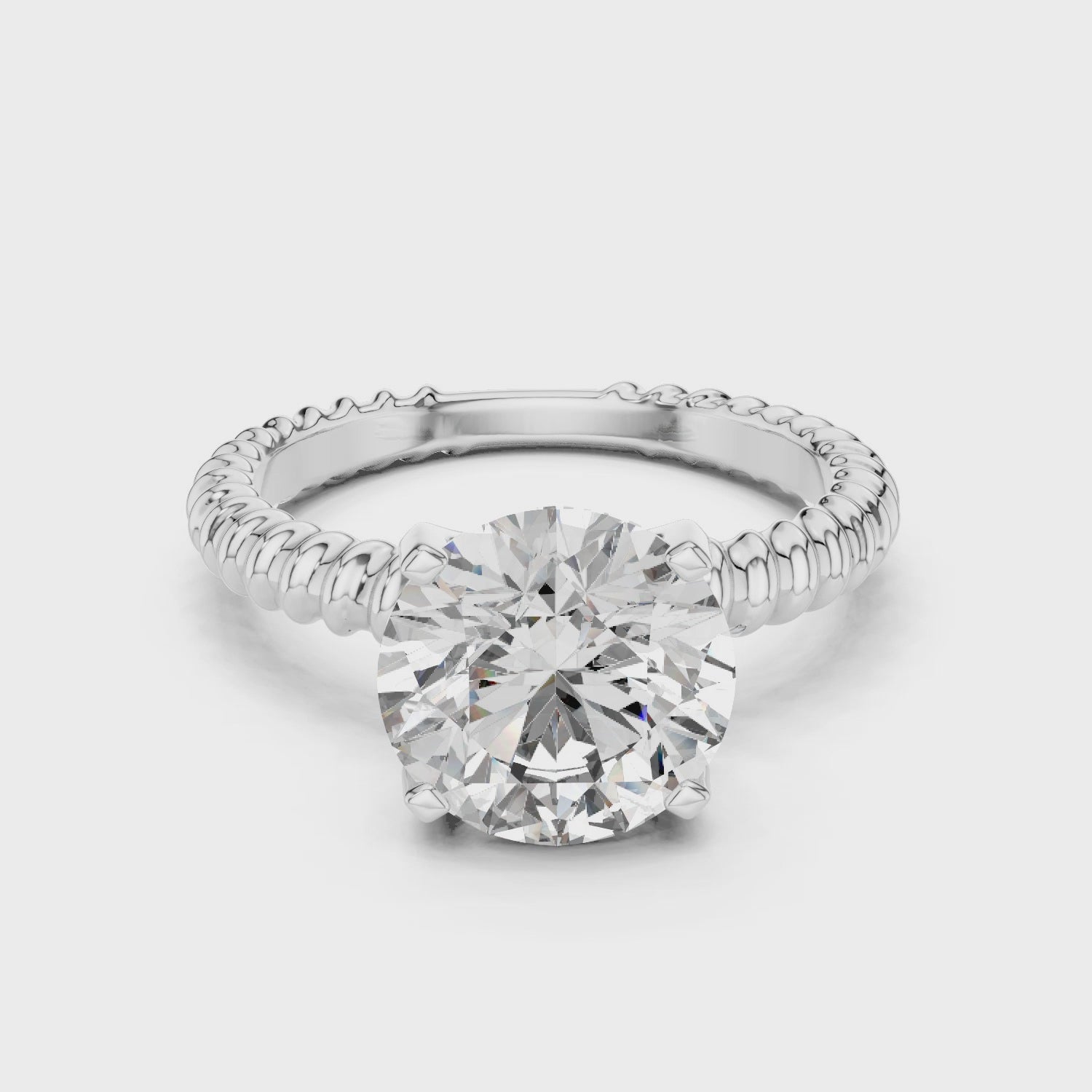 Stylish Textured Band 2.8 Ct Round Diamond Ring for Women