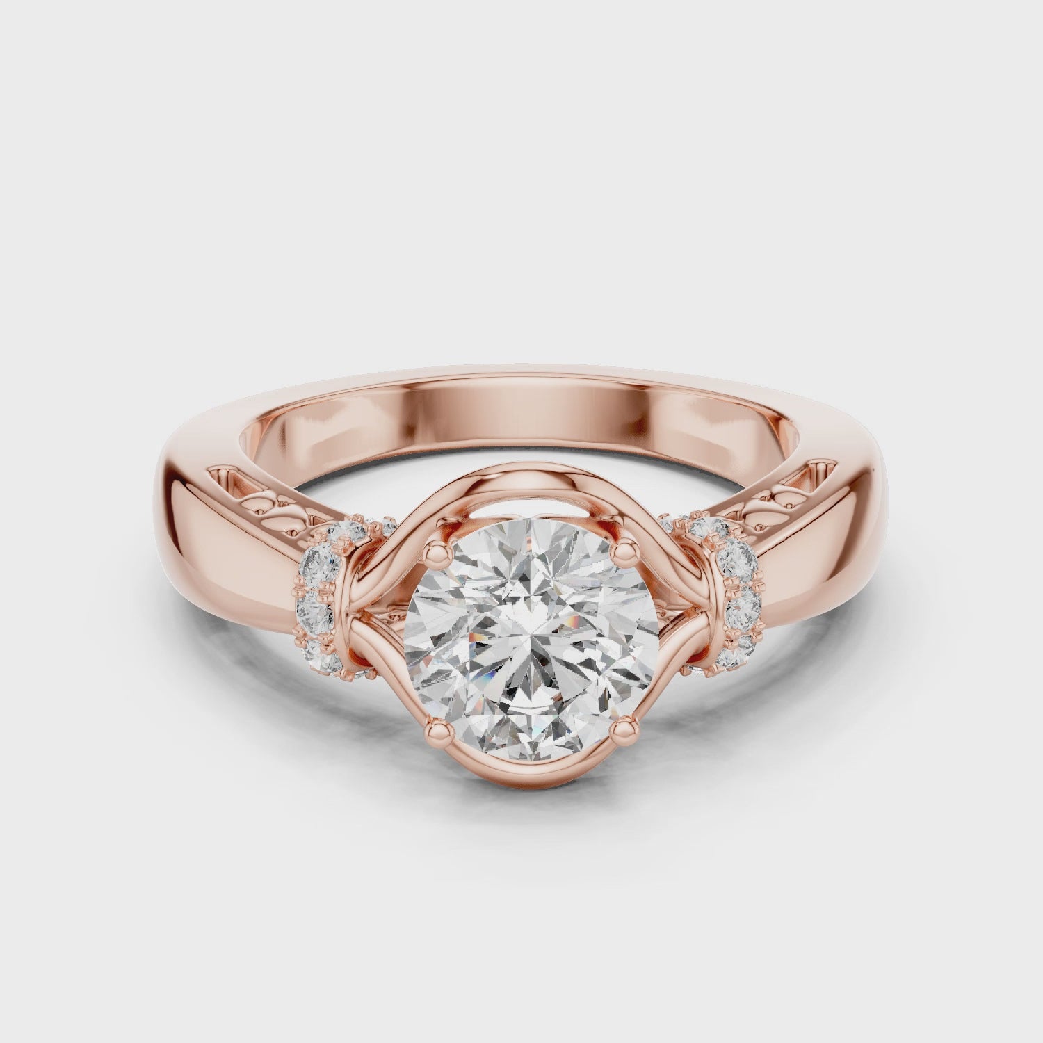 Unique Blushing Vine Halo Engagement Ring