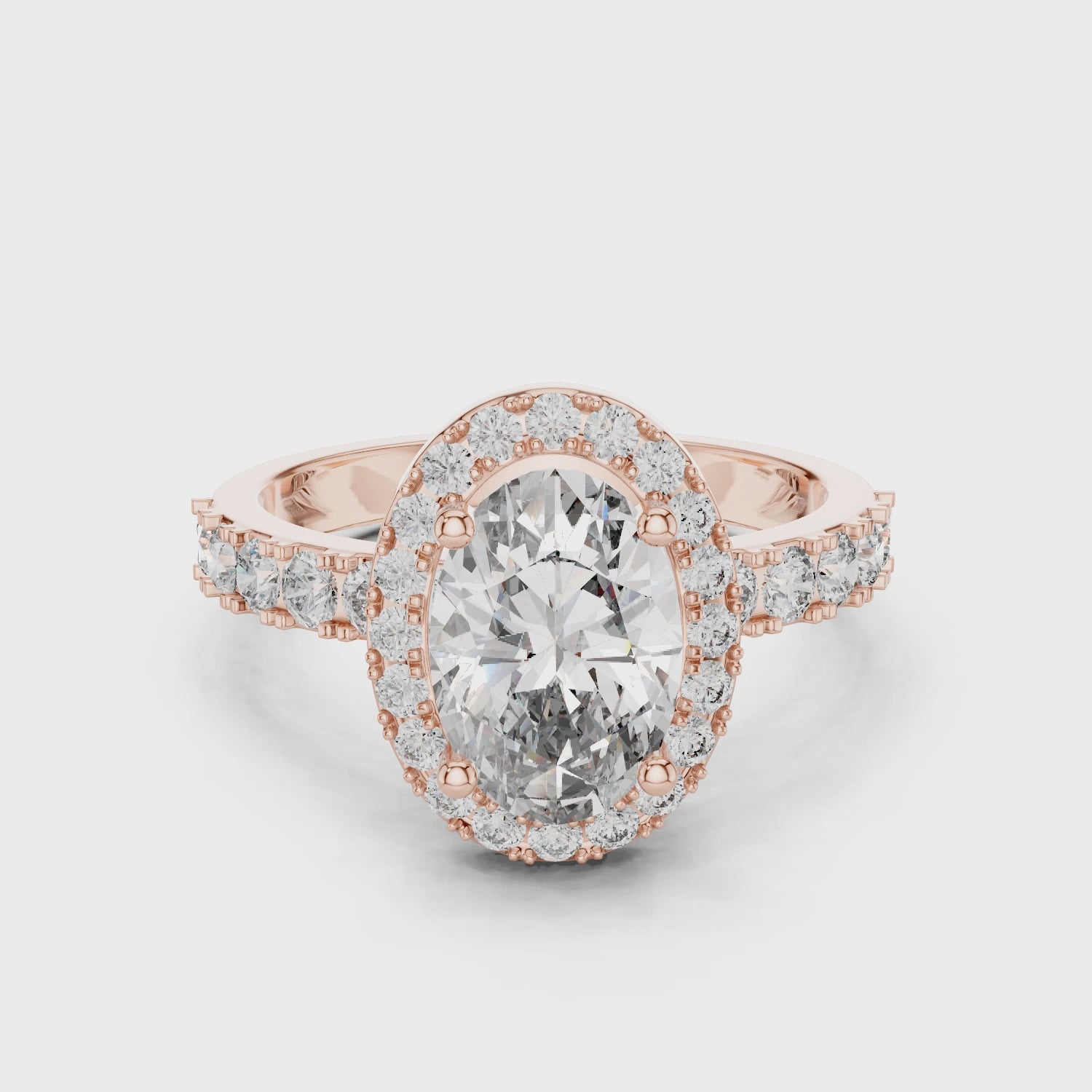 Luxury Oval Cut Diamond Ring with Sparkling Halo Setting