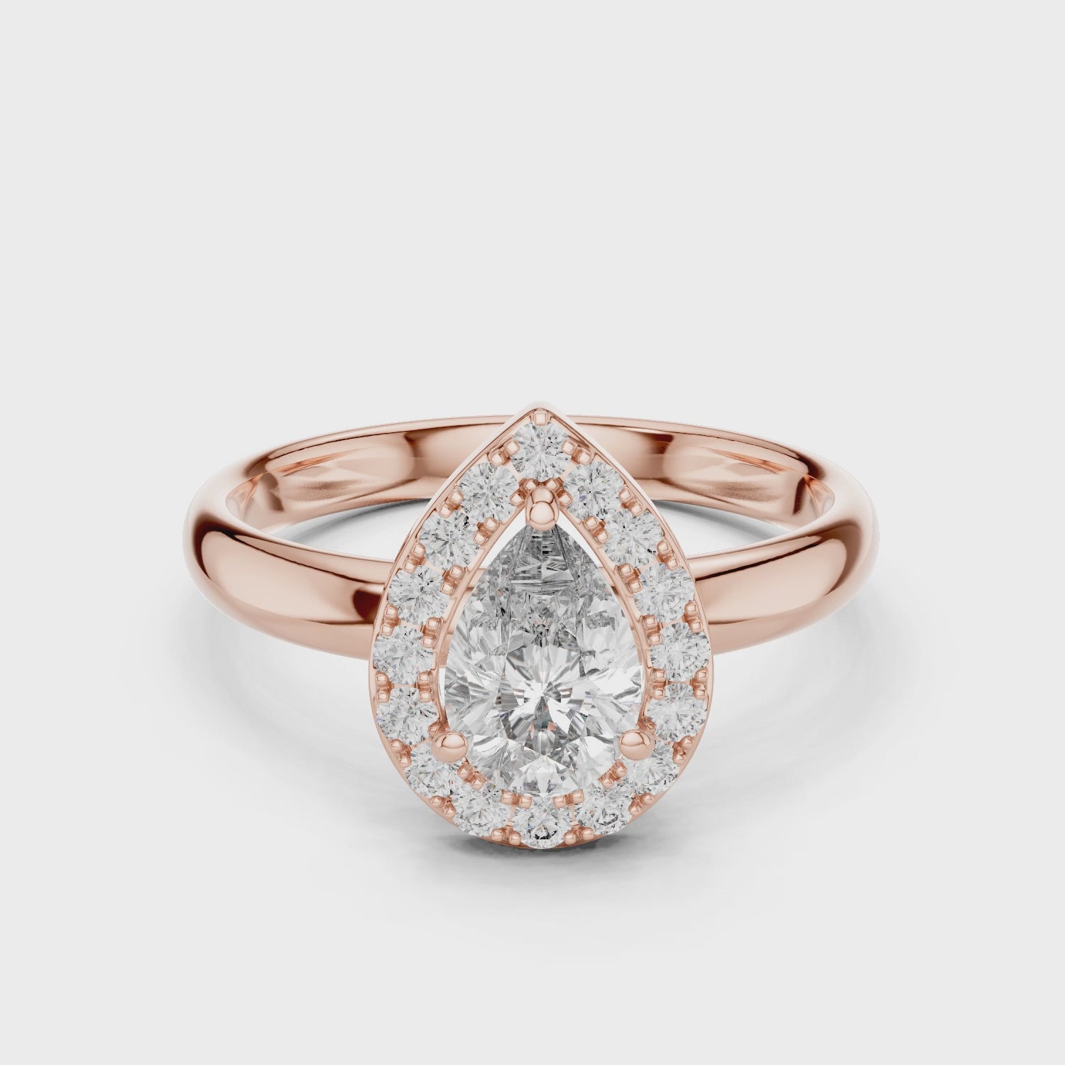 Stunning Teardrop Diamond Halo Ring – Elegant & Modern