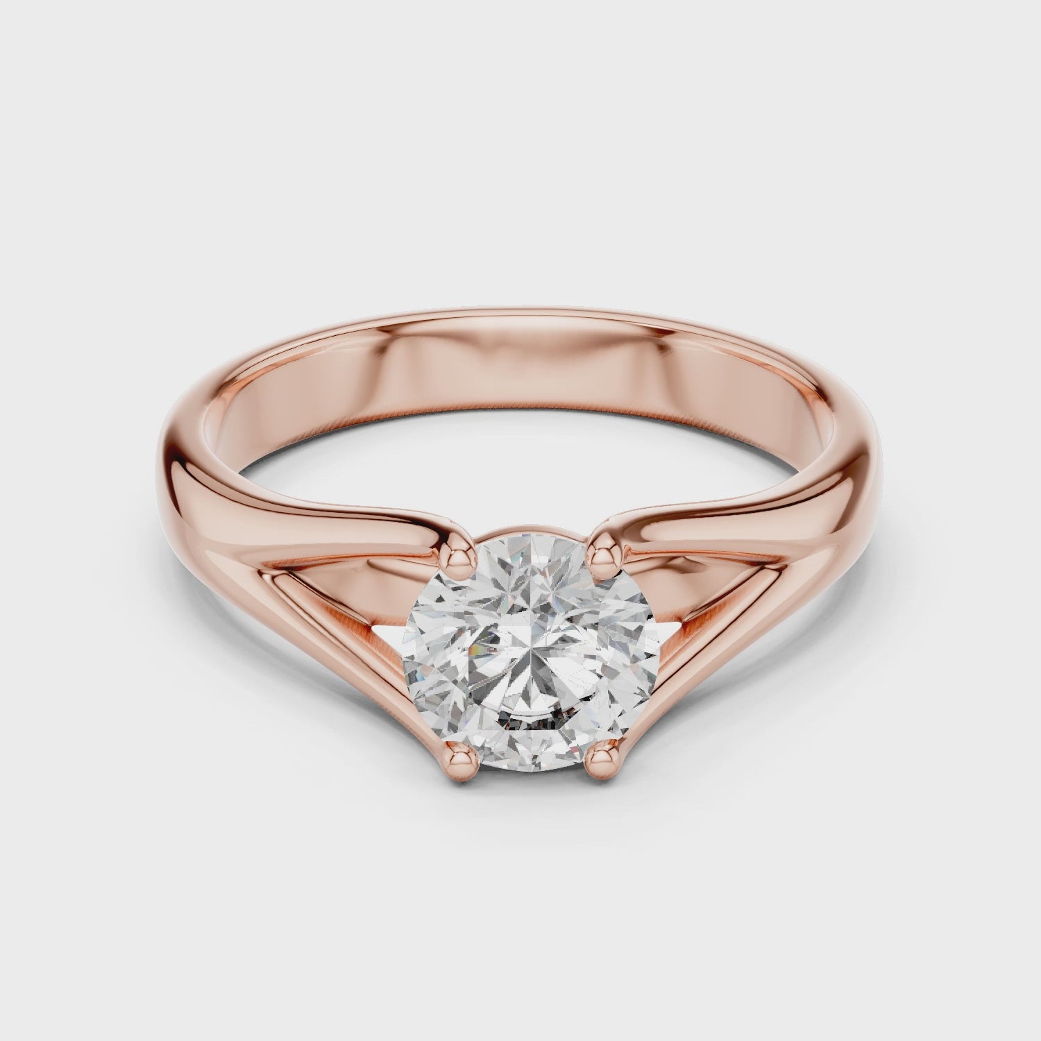 1 Carat Compass Point Split Shank Round Solitaire