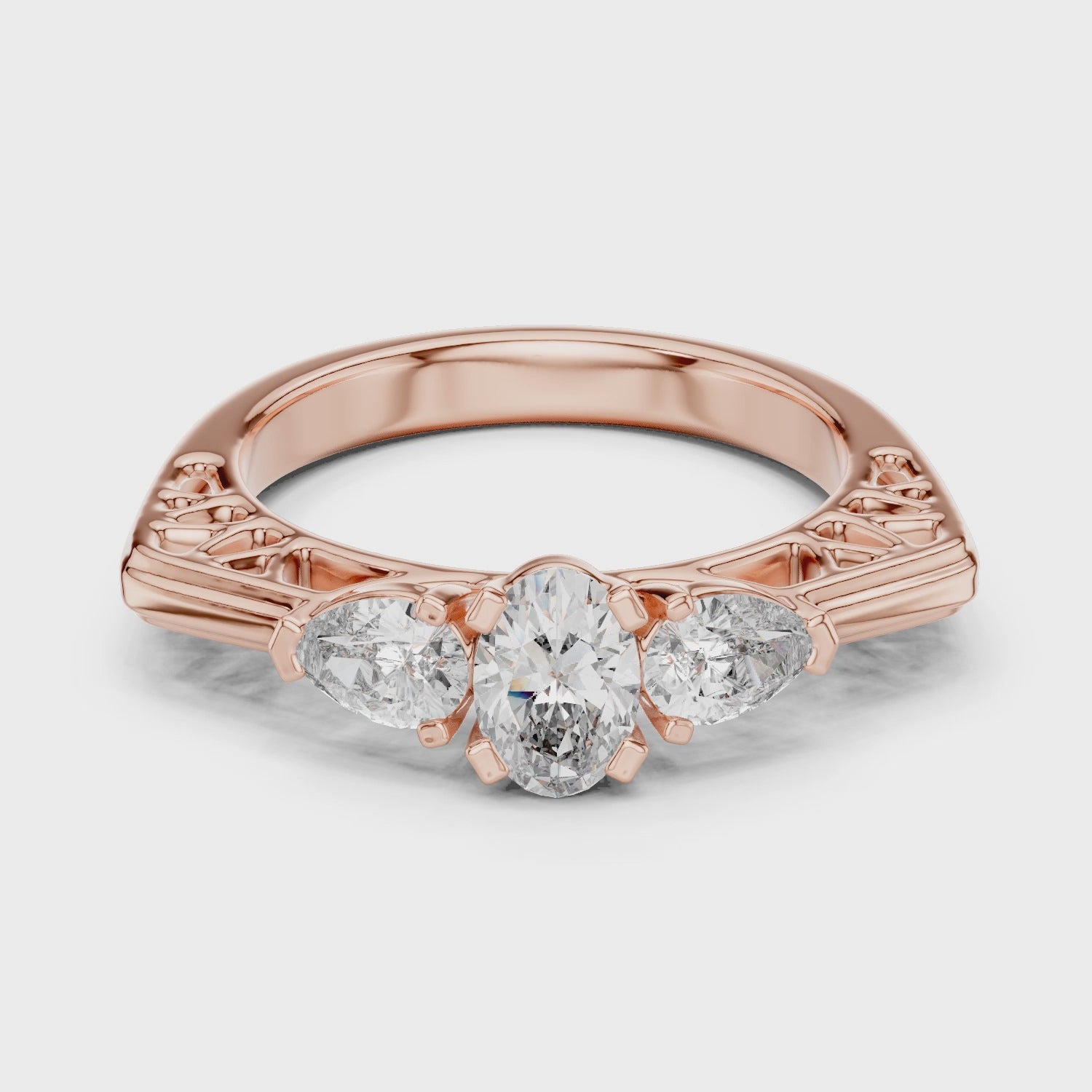 Vintage Style Oval Center Diamond Ring