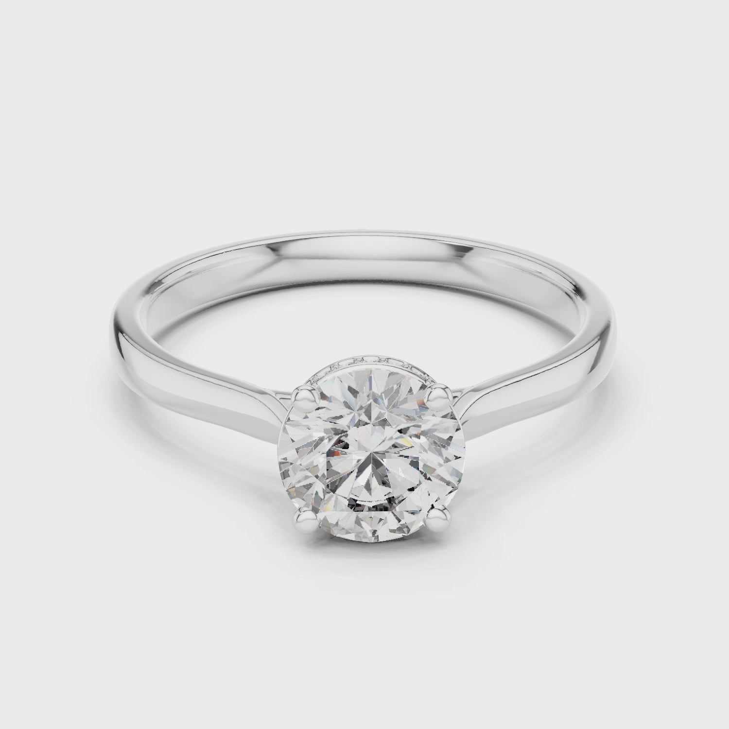 Minimalist Round Cut Diamond Ring with Hidden Halo