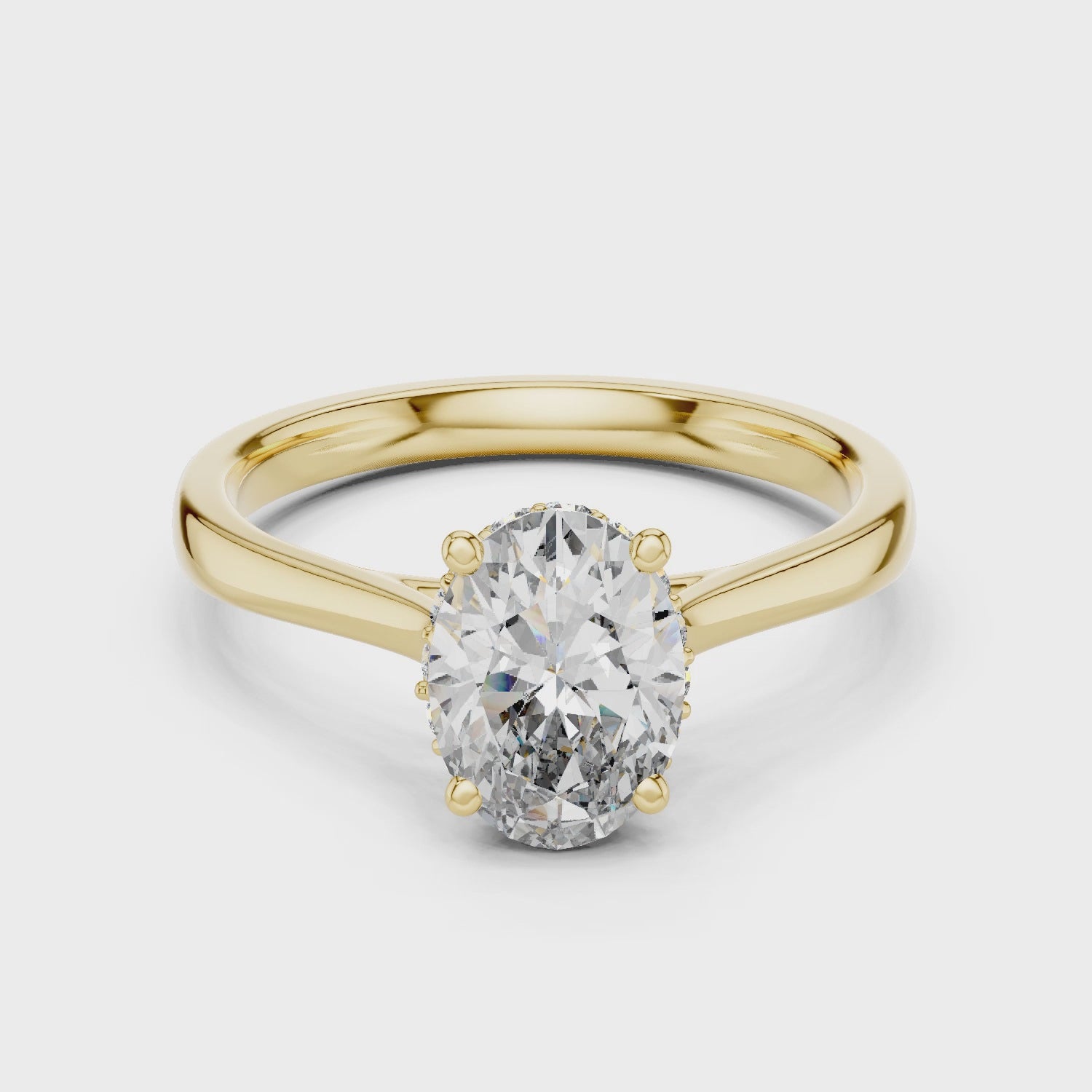 Modern Oval Diamond Engagement Ring with Hidden Sparkle