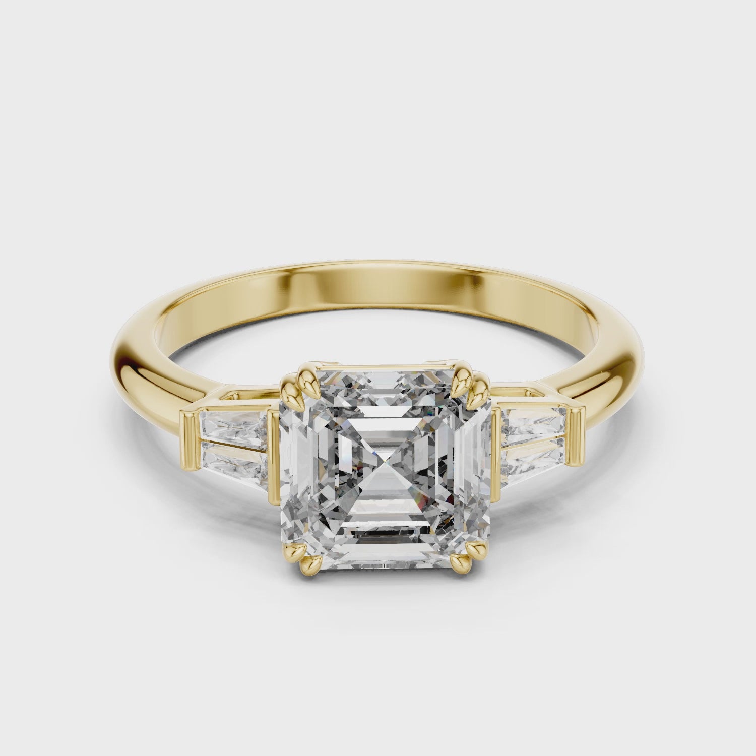 Modern Three Stone Diamond Ring with Sparkling Pavé