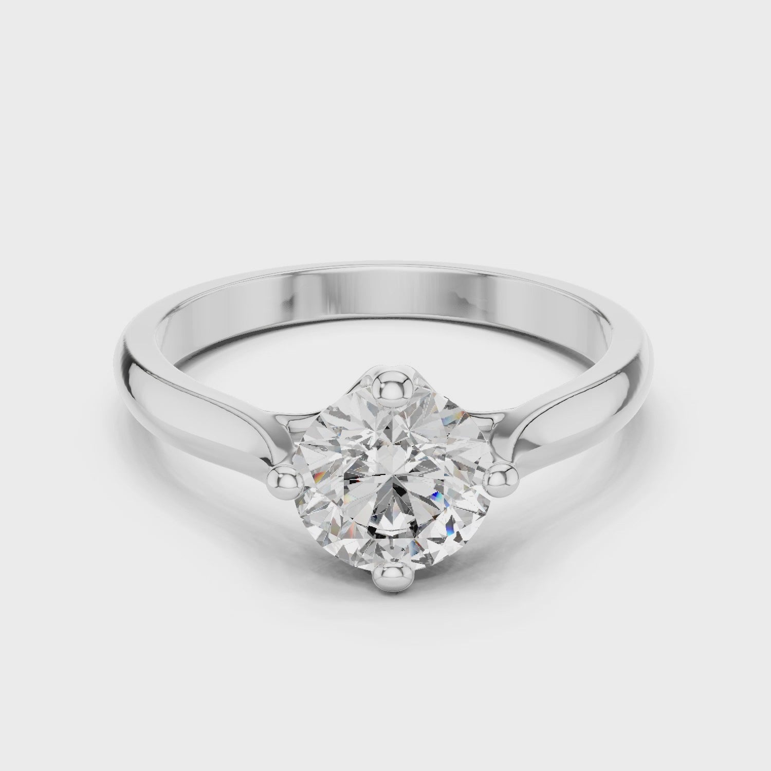 Minimal Round Diamond Ring – White Gold 4 Prong Solitaire Engagement Ring